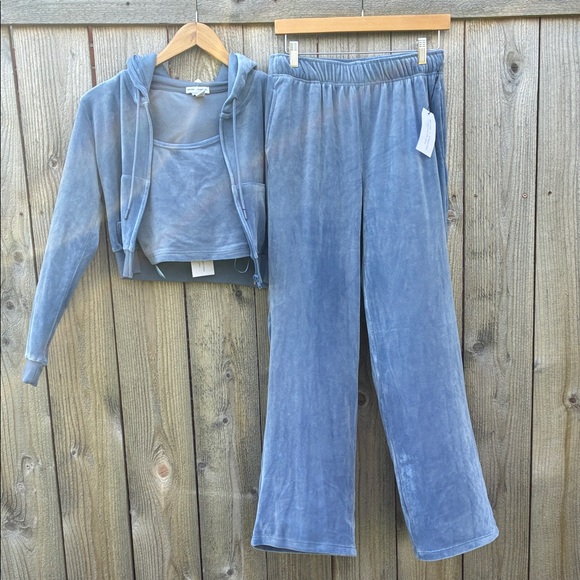Better Together Pants - Better Together Blue Velour Tracksuit Three Piece Set